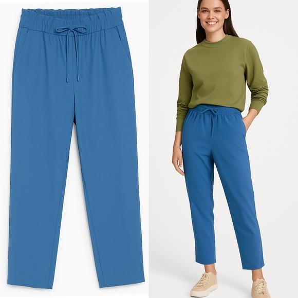 Lululemon Athleisure Stretch High-Rise Travel Casual 7/8 Pants Soft Denim 8 - Picture 1 of 11